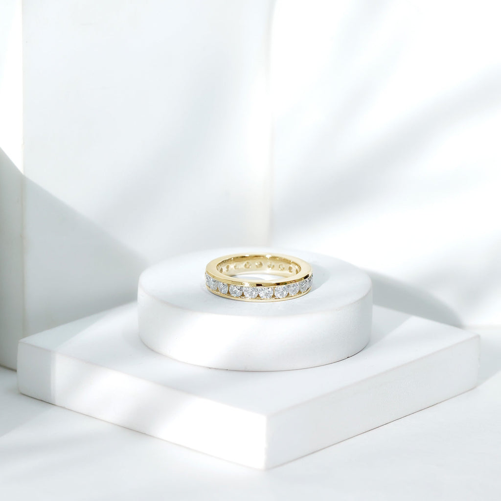 Channel Set Round Cubic Zirconia Full Eternity Band Ring