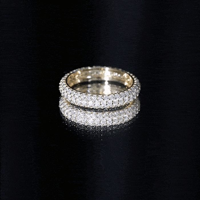 3 Carat Certified Simulated Diamond Three Row Wedding Band