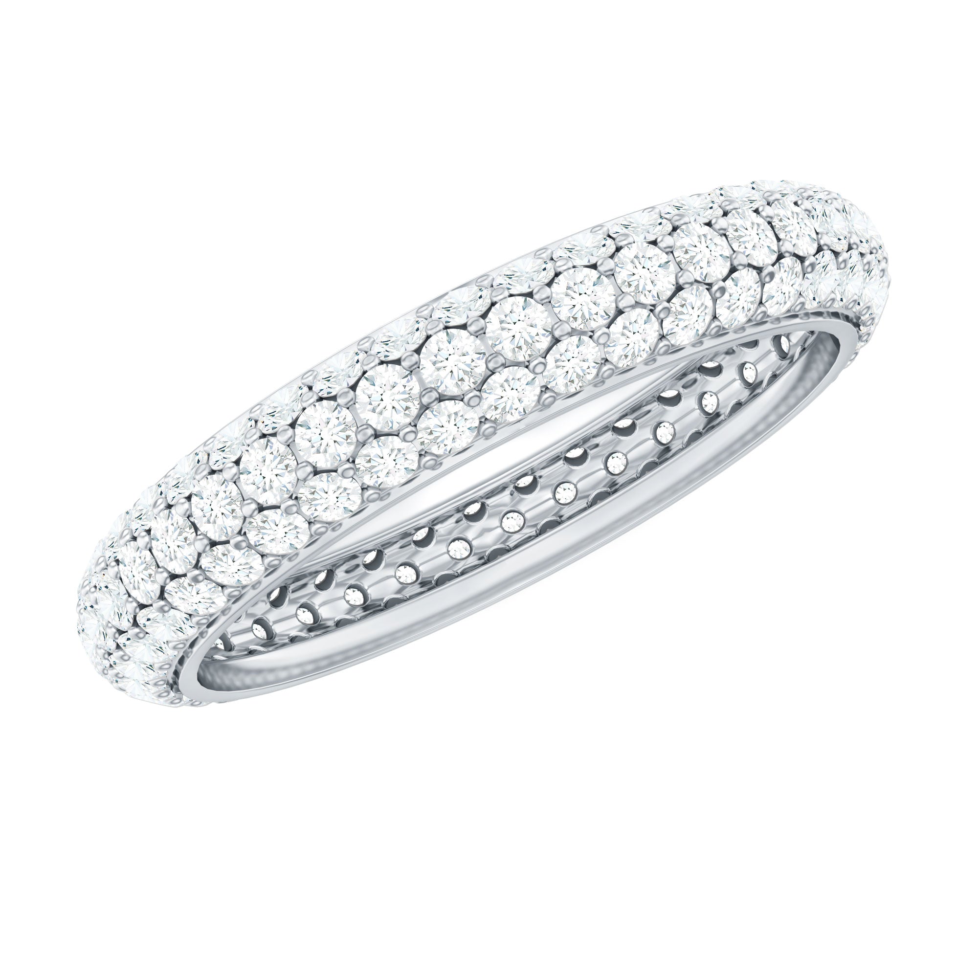 3 Carat Certified Simulated Diamond Three Row Wedding Band