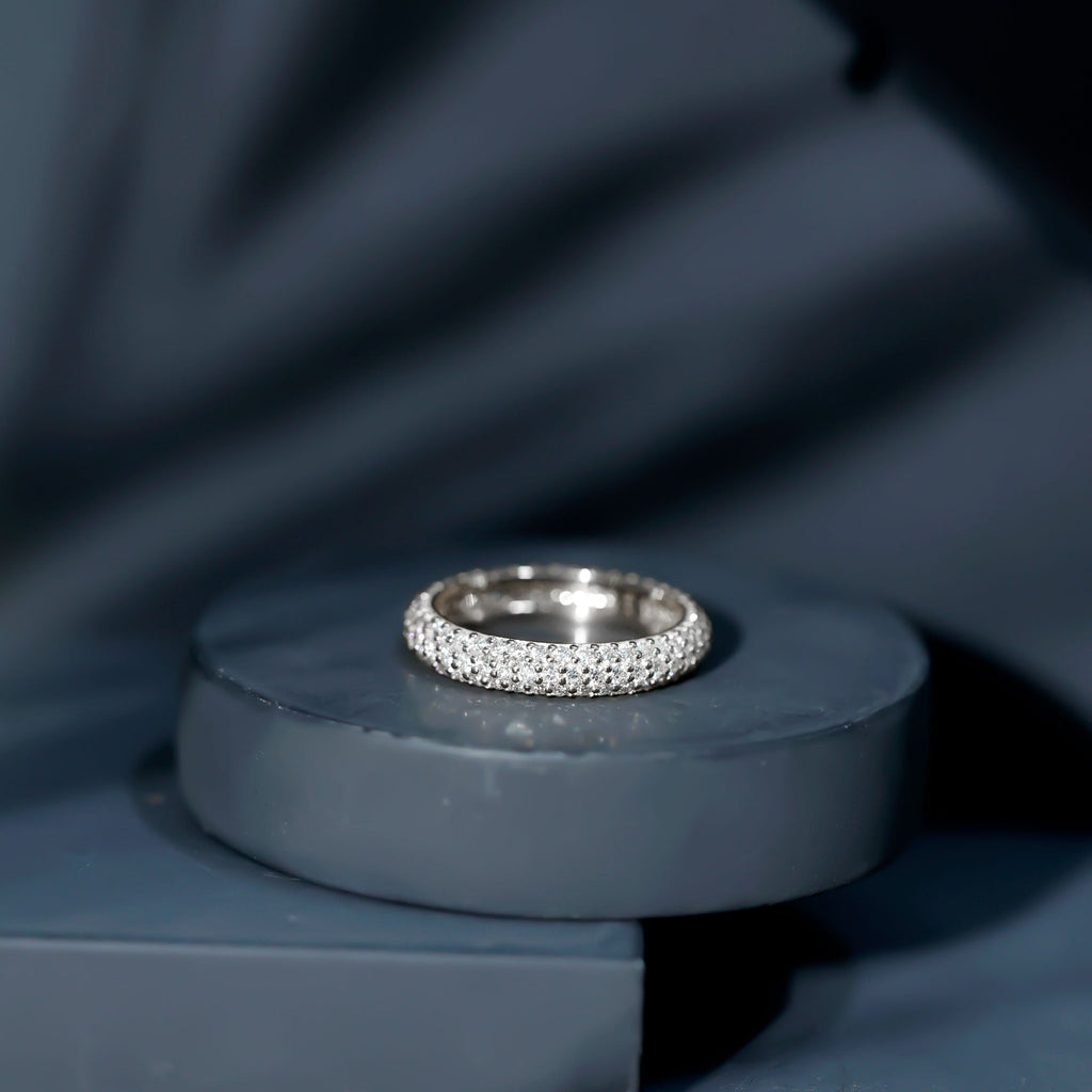 3 Carat Certified Simulated Diamond Three Row Wedding Band