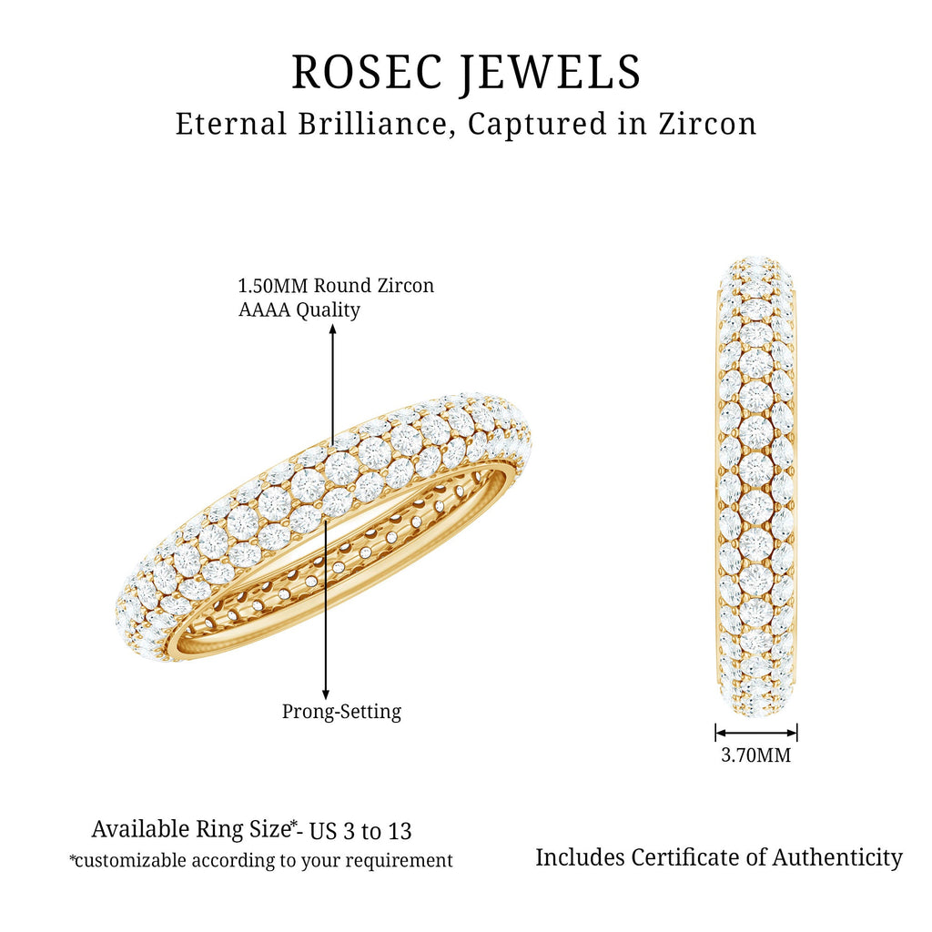 3 Carat Certified Simulated Diamond Three Row Wedding Band