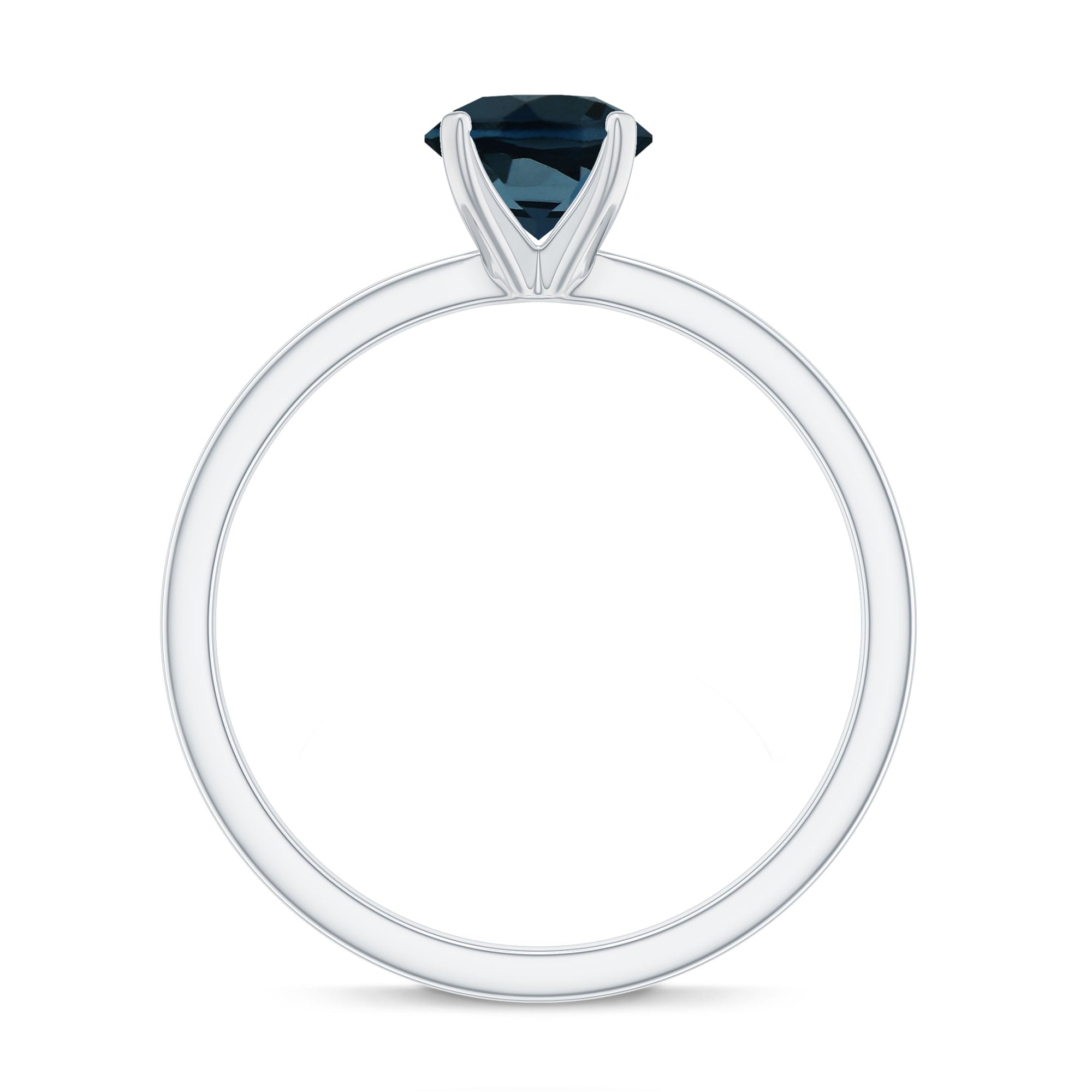 7mm Round London Blue Topaz Solitaire Ring With Certificate