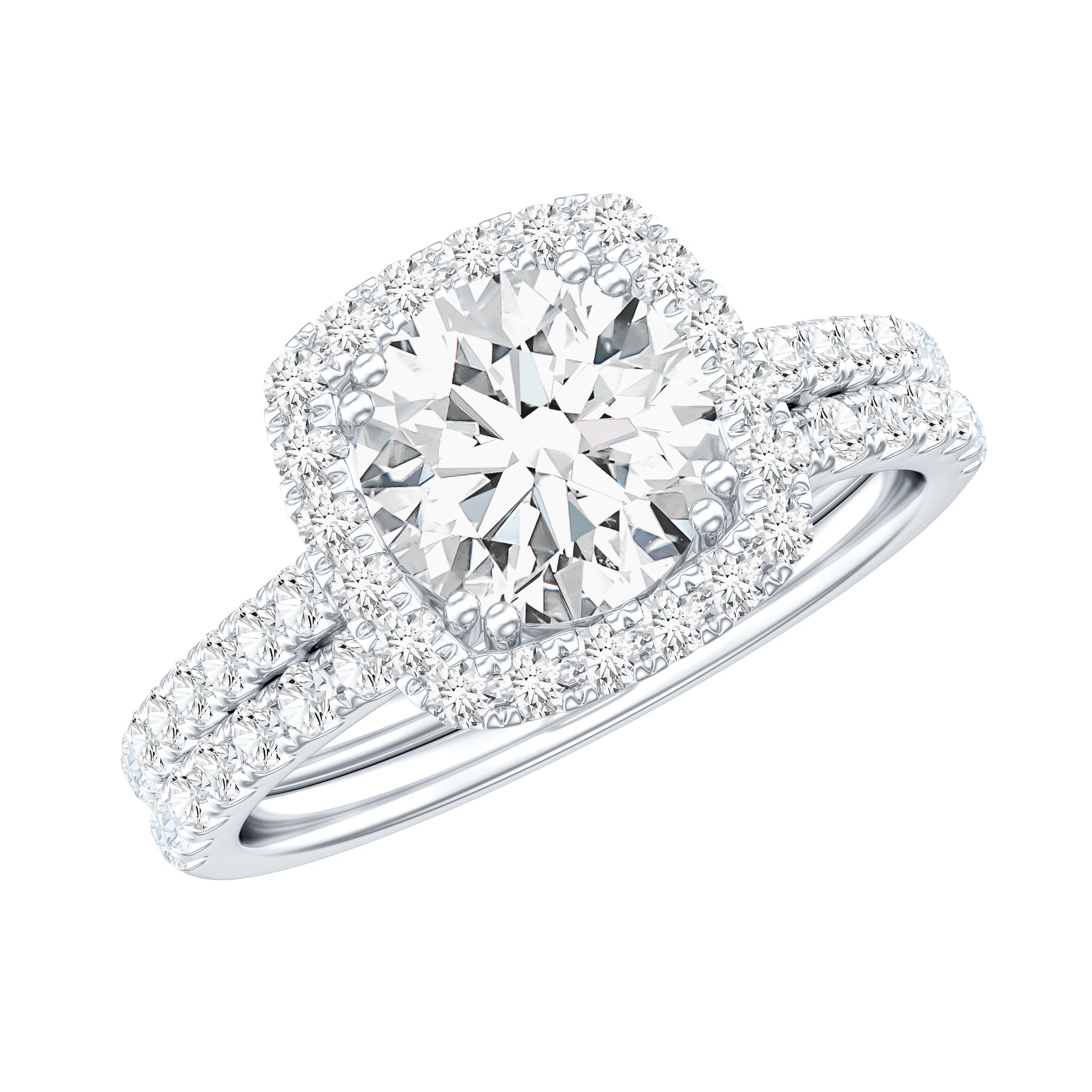 3 CT Round Cubic Zirconia Wedding Ring Set For Bride