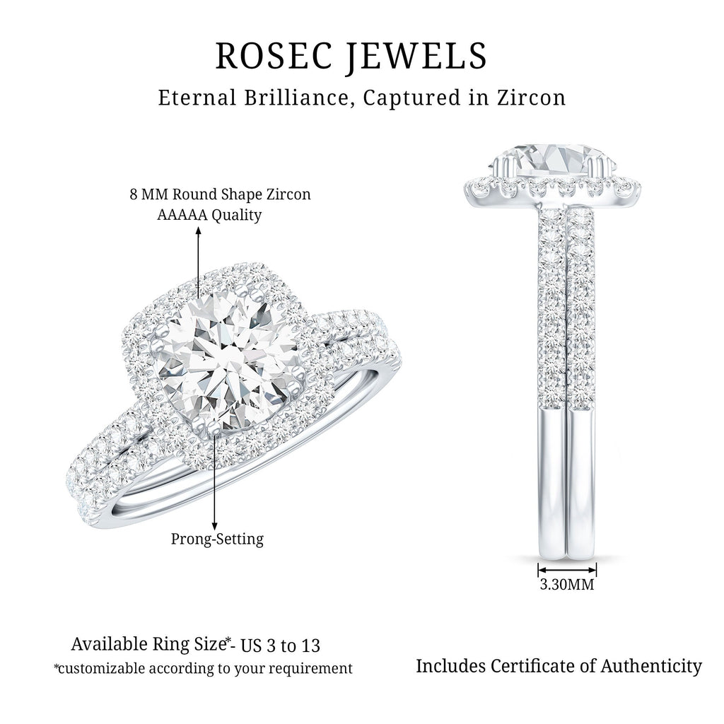 3 CT Round Cubic Zirconia Wedding Ring Set For Bride