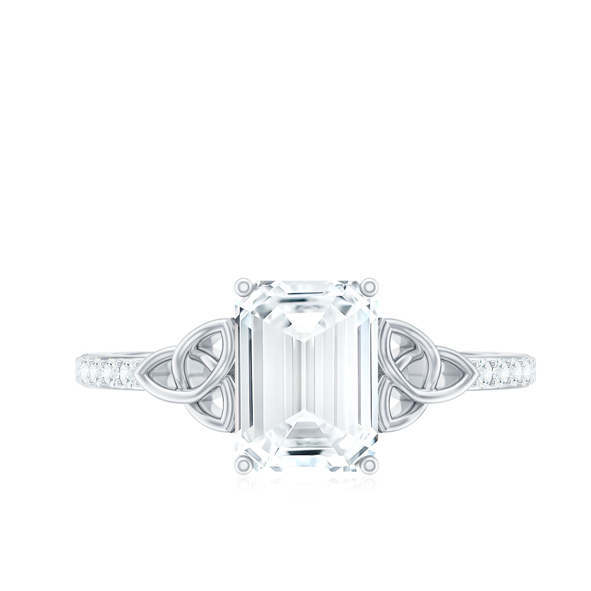 1.8 Carat Emerald Cut Zirconia Celtic Engagement Ring