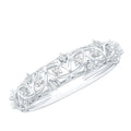 Round Zircon Semi Eternity Band with Filigree Details