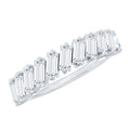 Tilted Baguette Cut Simulated Diamond Half Eternity Ring