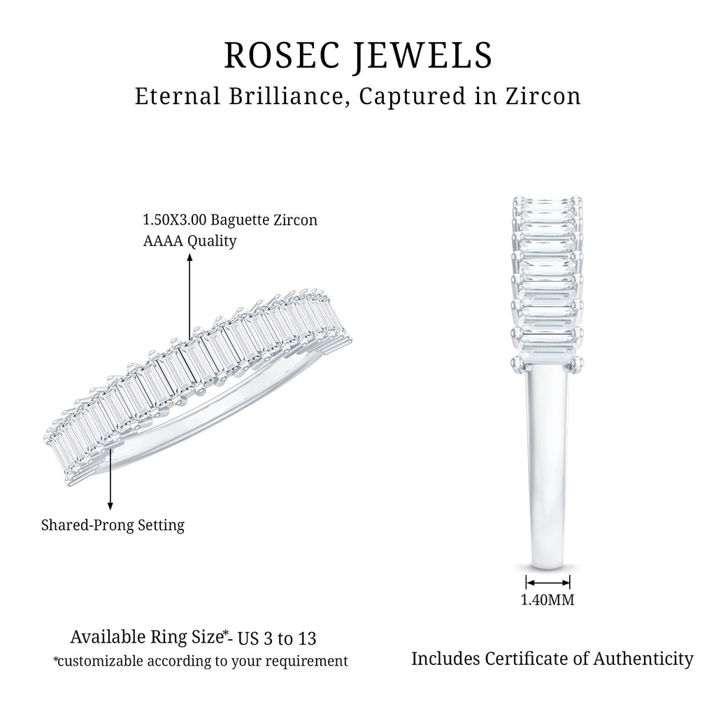 Minimal Baguette Cut Cubic Zirconia Half Eternity Ring