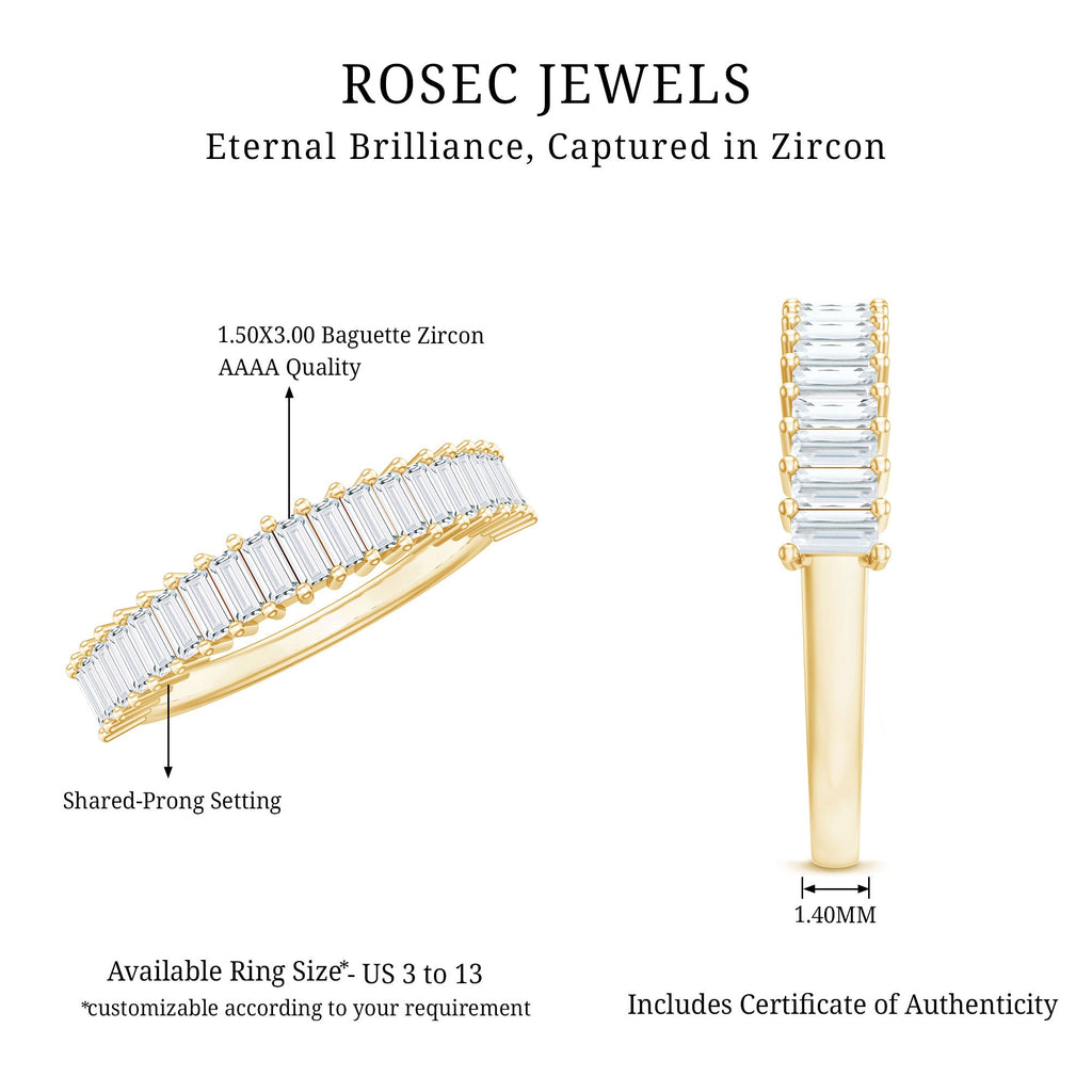 Minimal Baguette Cut Cubic Zirconia Half Eternity Ring
