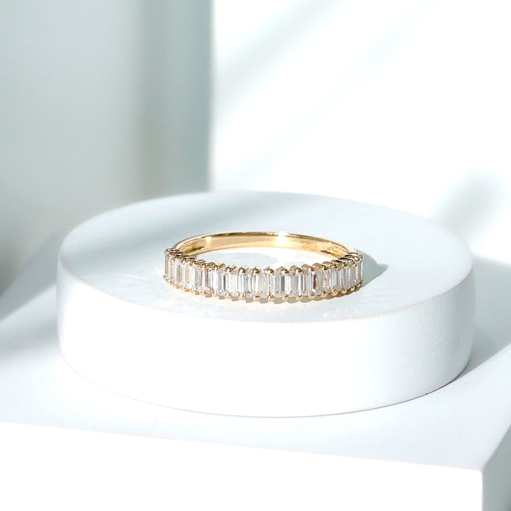 Minimal Baguette Cut Cubic Zirconia Half Eternity Ring