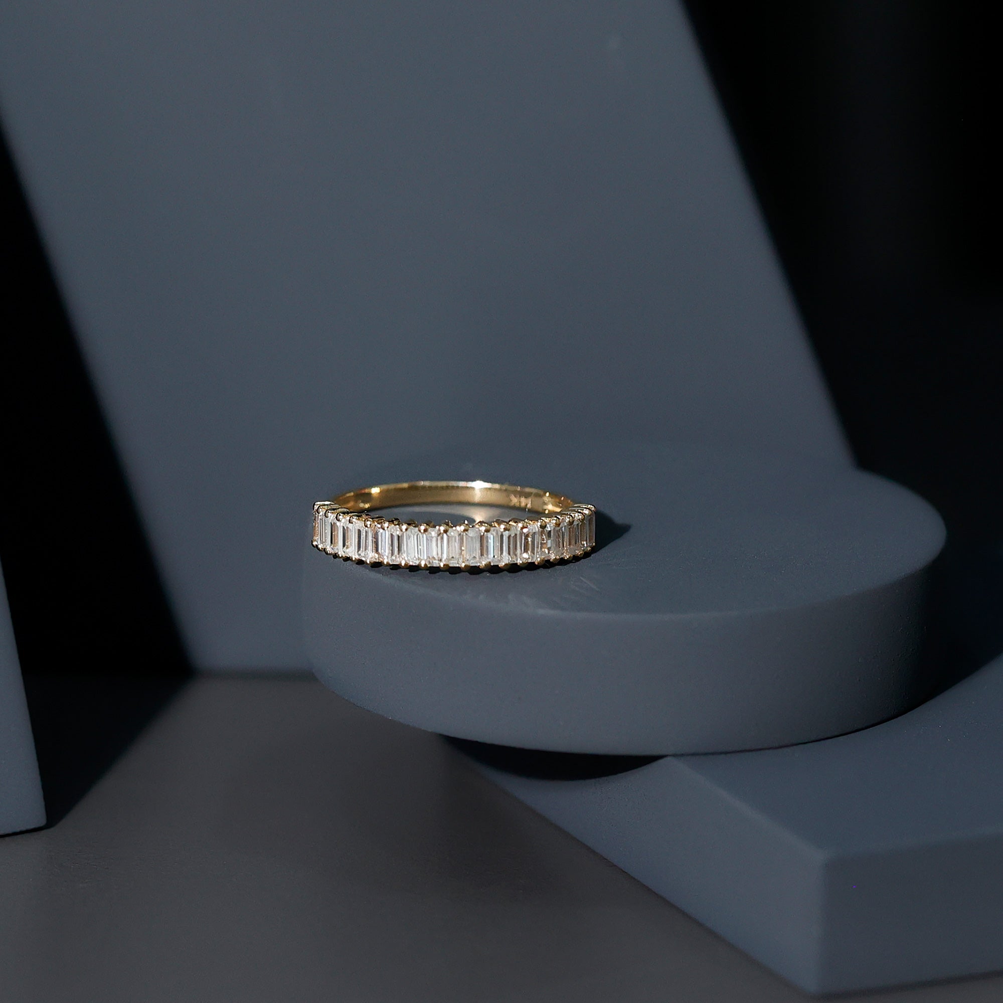 Minimal Baguette Cut Cubic Zirconia Half Eternity Ring