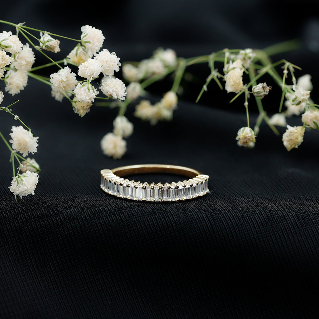 Minimal Baguette Cut Cubic Zirconia Half Eternity Ring