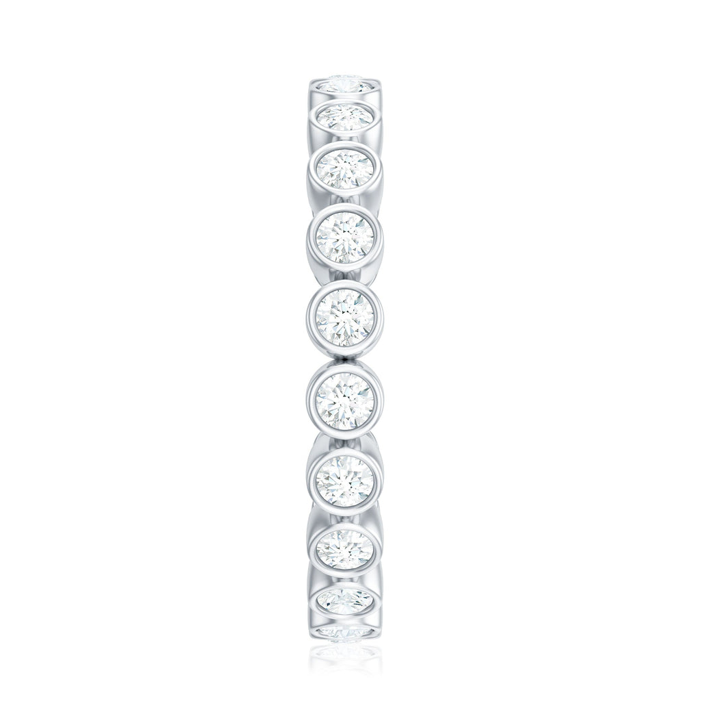 Full Eternity Wedding Band with Bezel Set Moissanite