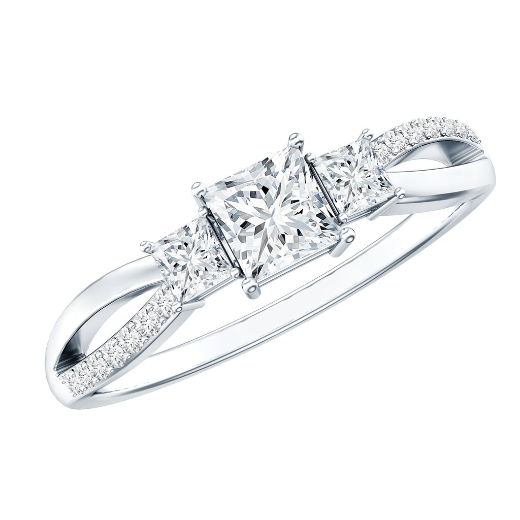3/4 CT Princess Cut Three Stone Zircon Infinity Promise Ring