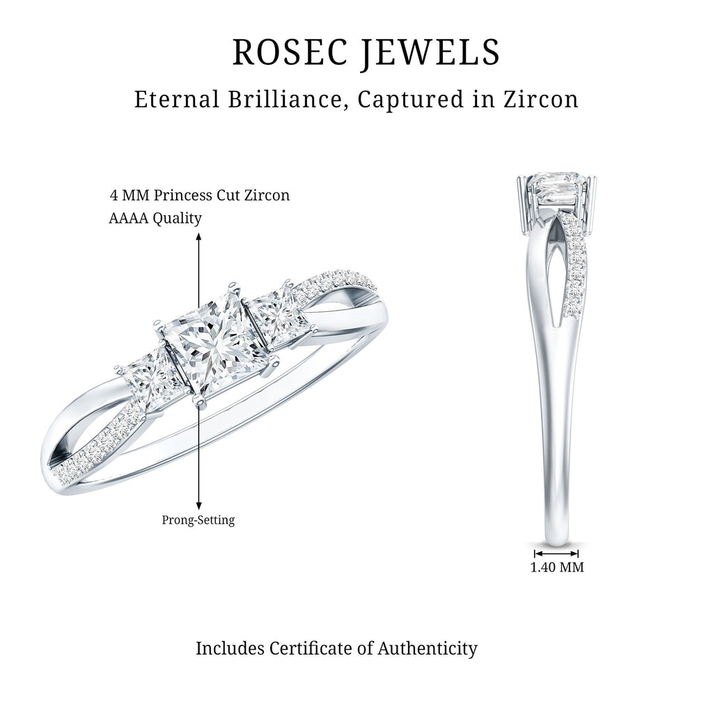 3/4 CT Princess Cut Three Stone Zircon Infinity Promise Ring