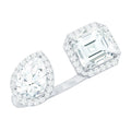 Certified Simulated Diamond Two Stone Cuff Engagement Ring