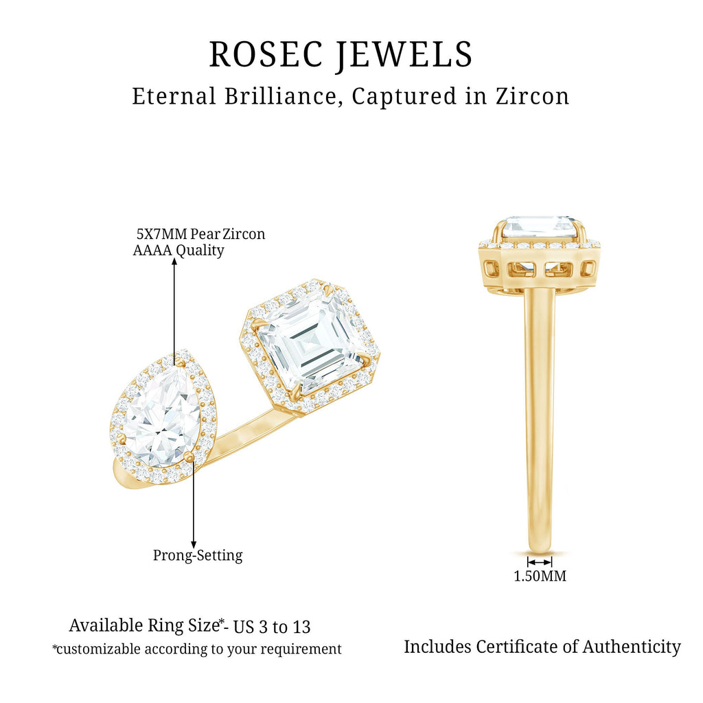 Certified Simulated Diamond Two Stone Cuff Engagement Ring