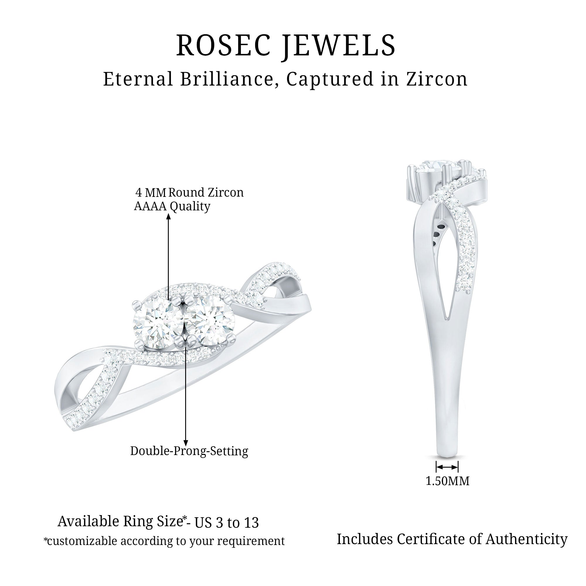 Two Stone Cubic Zirconia Infinity Engagement Ring