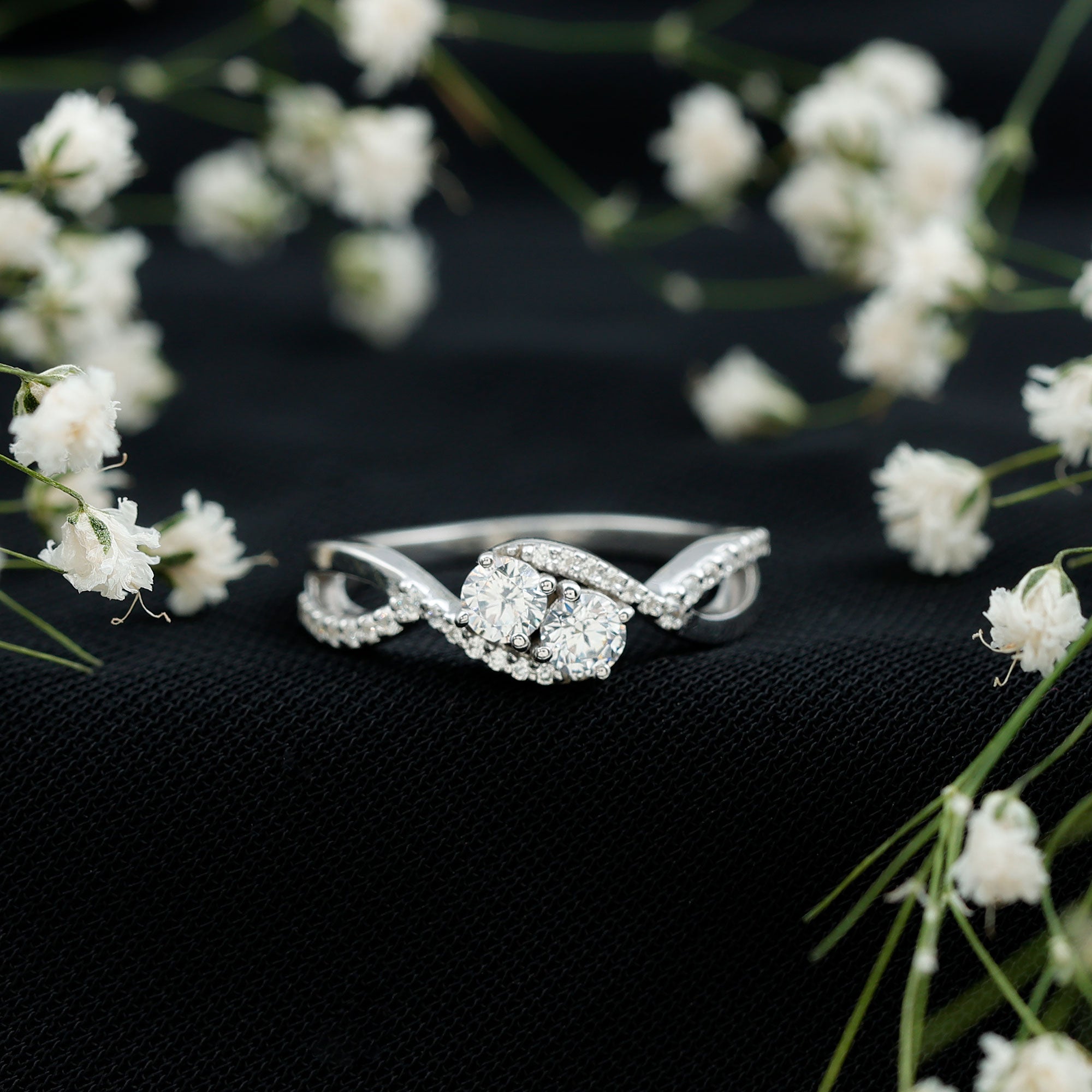 Two Stone Cubic Zirconia Infinity Engagement Ring