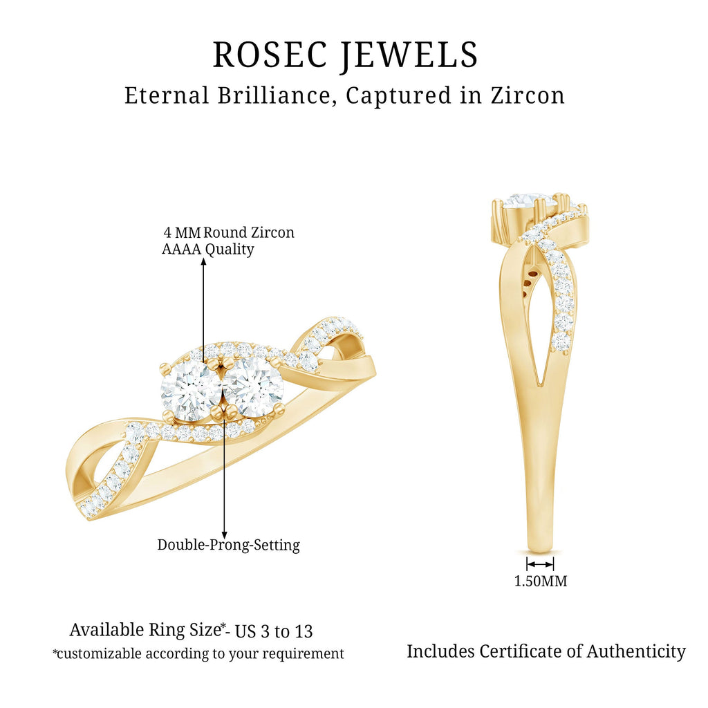 Two Stone Cubic Zirconia Infinity Engagement Ring