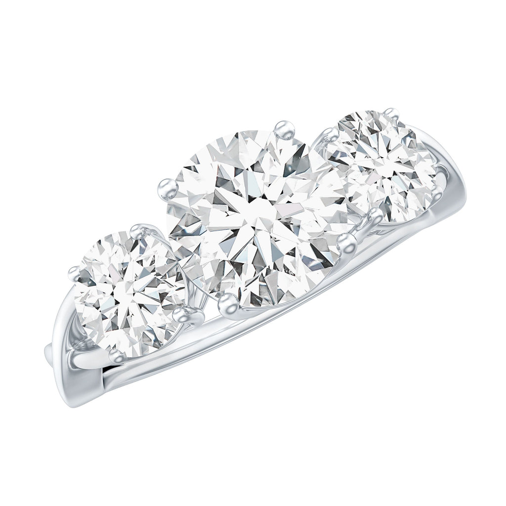 3 Stone Round Cubic Zirconia Crossover Engagement Ring