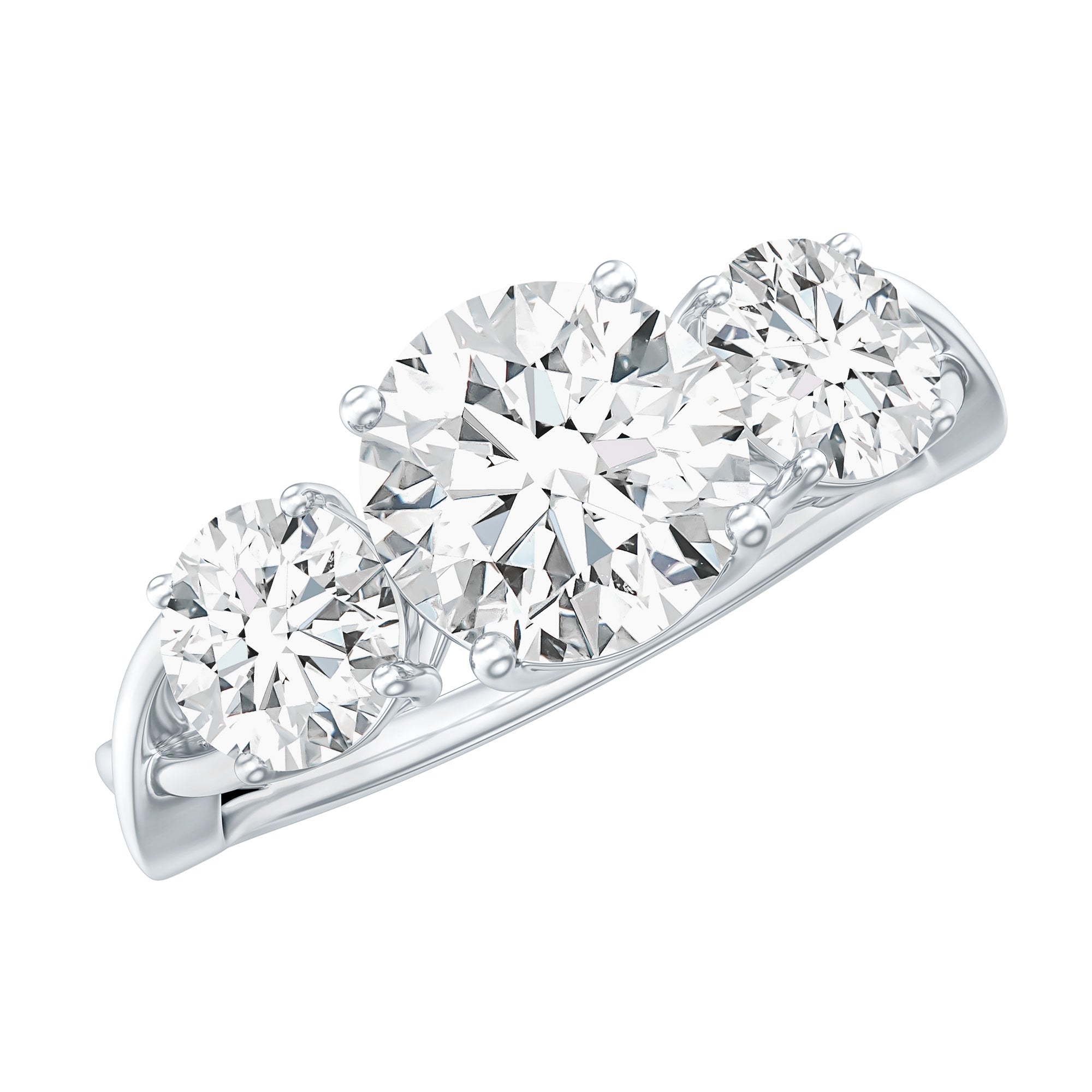 3 Stone Round Cubic Zirconia Crossover Engagement Ring