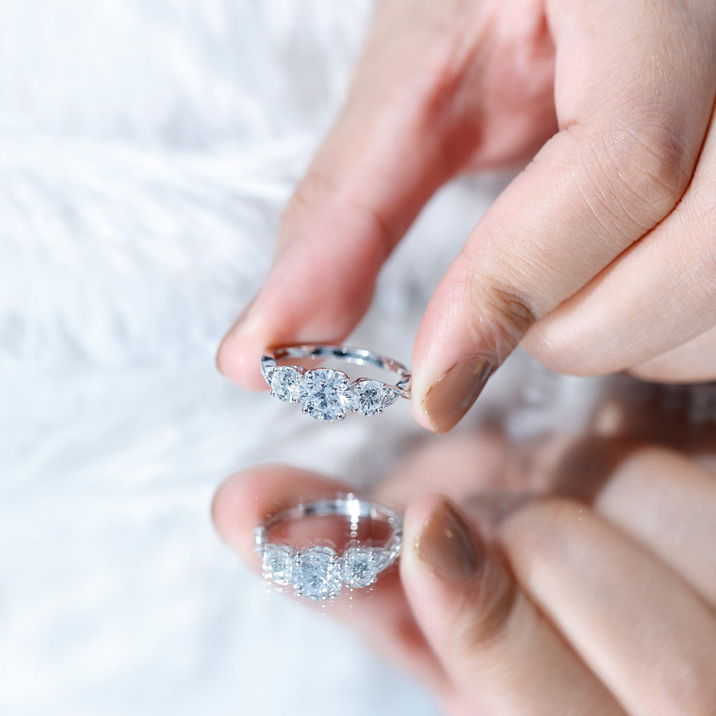 3 Stone Round Cubic Zirconia Crossover Engagement Ring