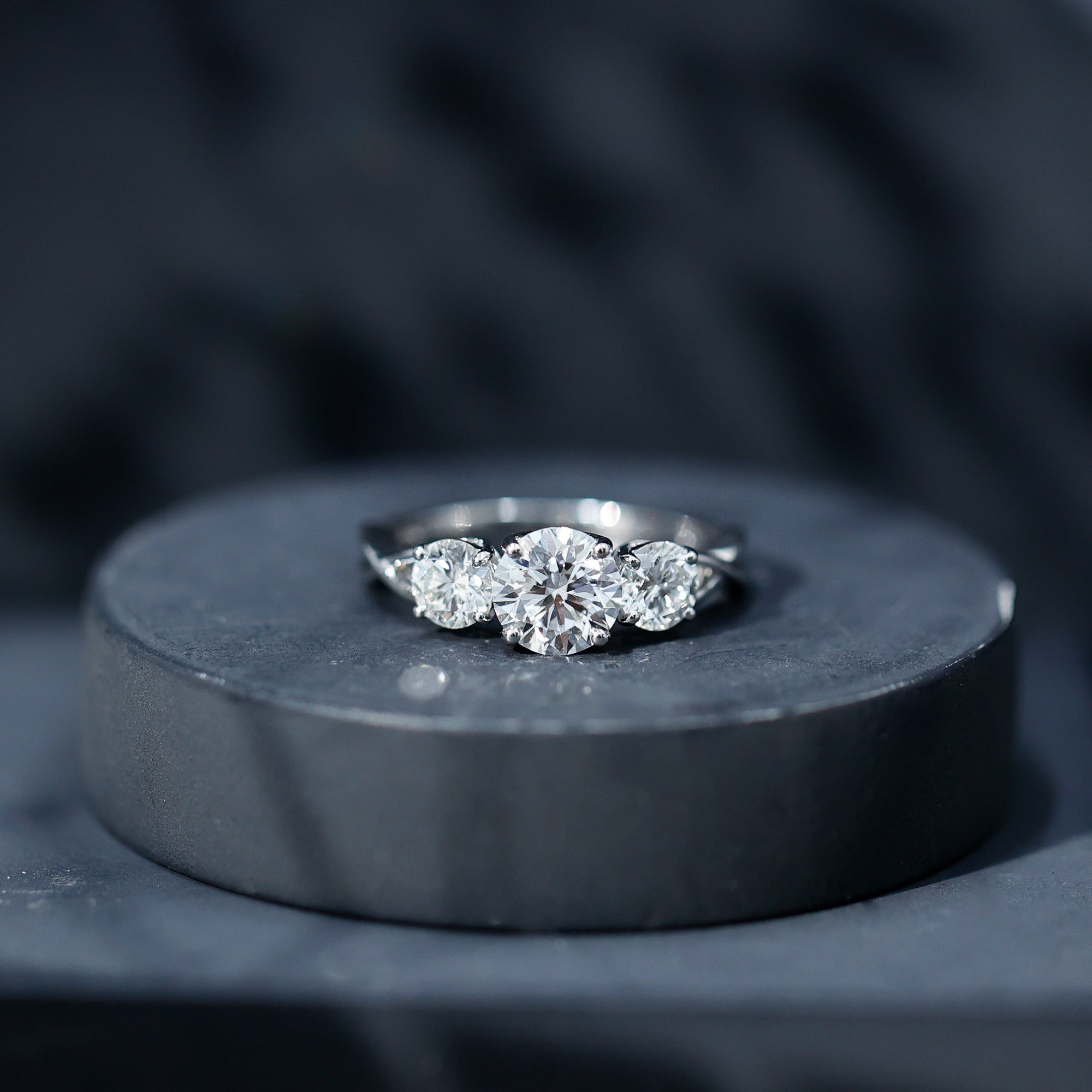 3 Stone Round Cubic Zirconia Crossover Engagement Ring