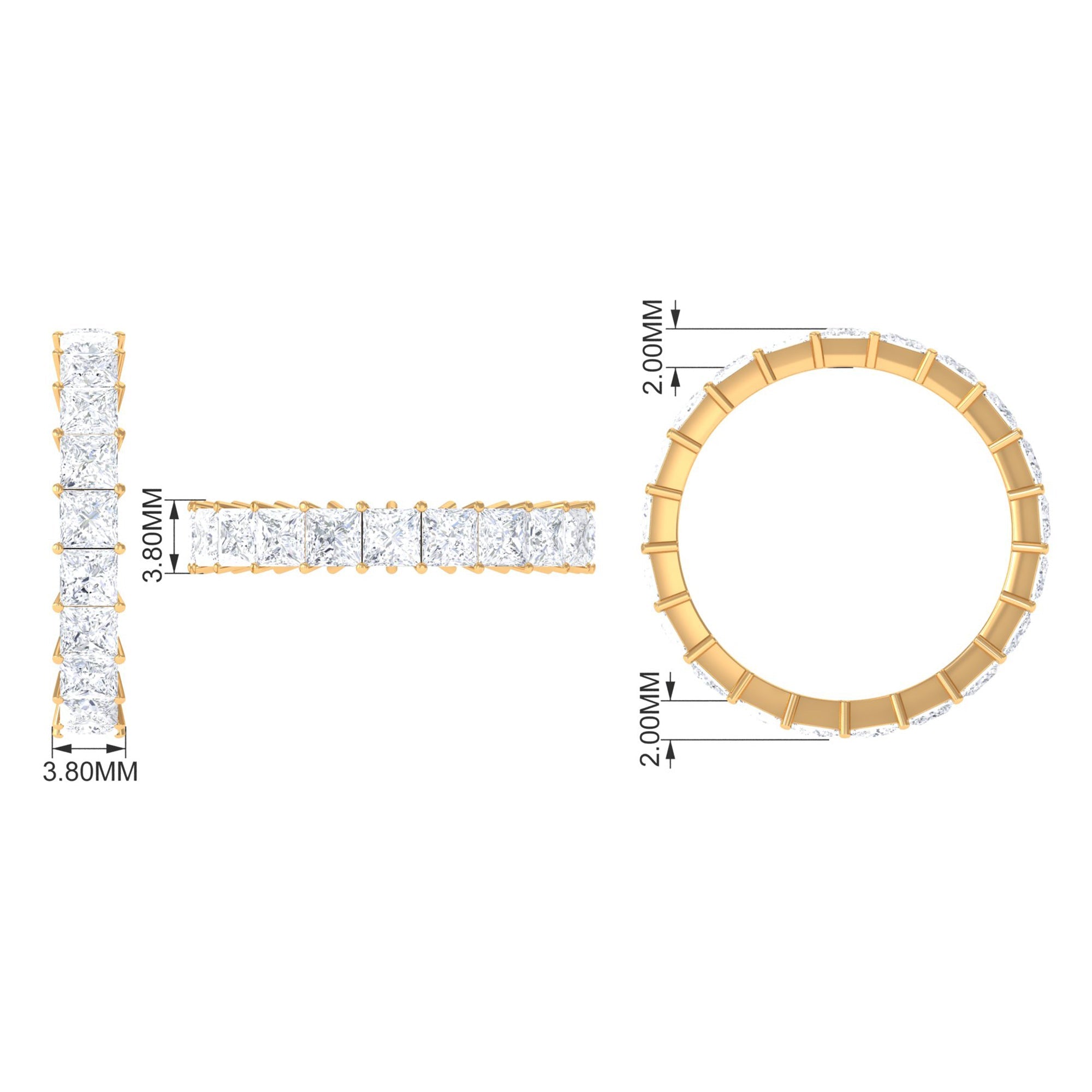 3.5 CT Princess Cut Zircon Eternity Band Ring in Gold