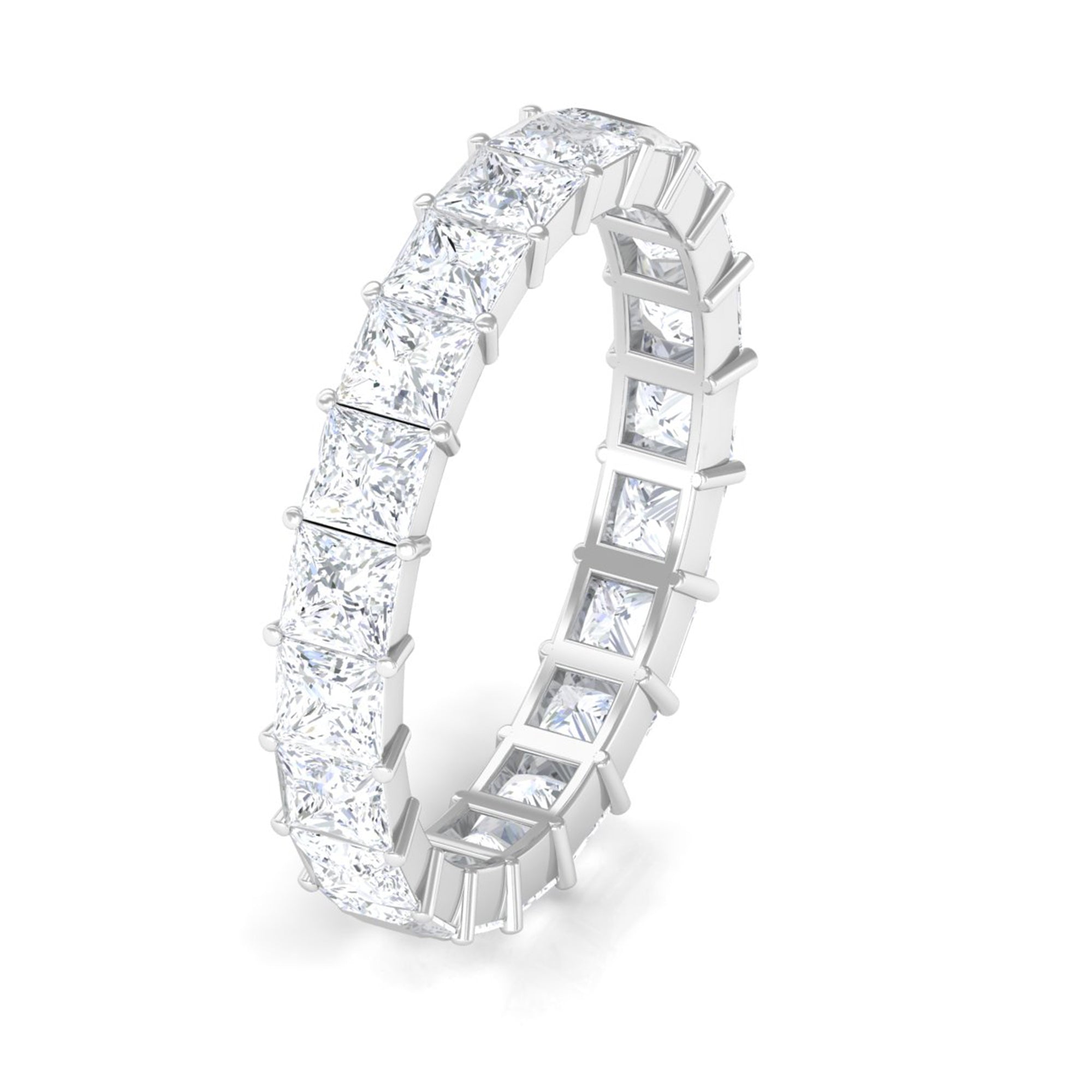 3.5 CT Princess Cut Zircon Eternity Band Ring in Gold