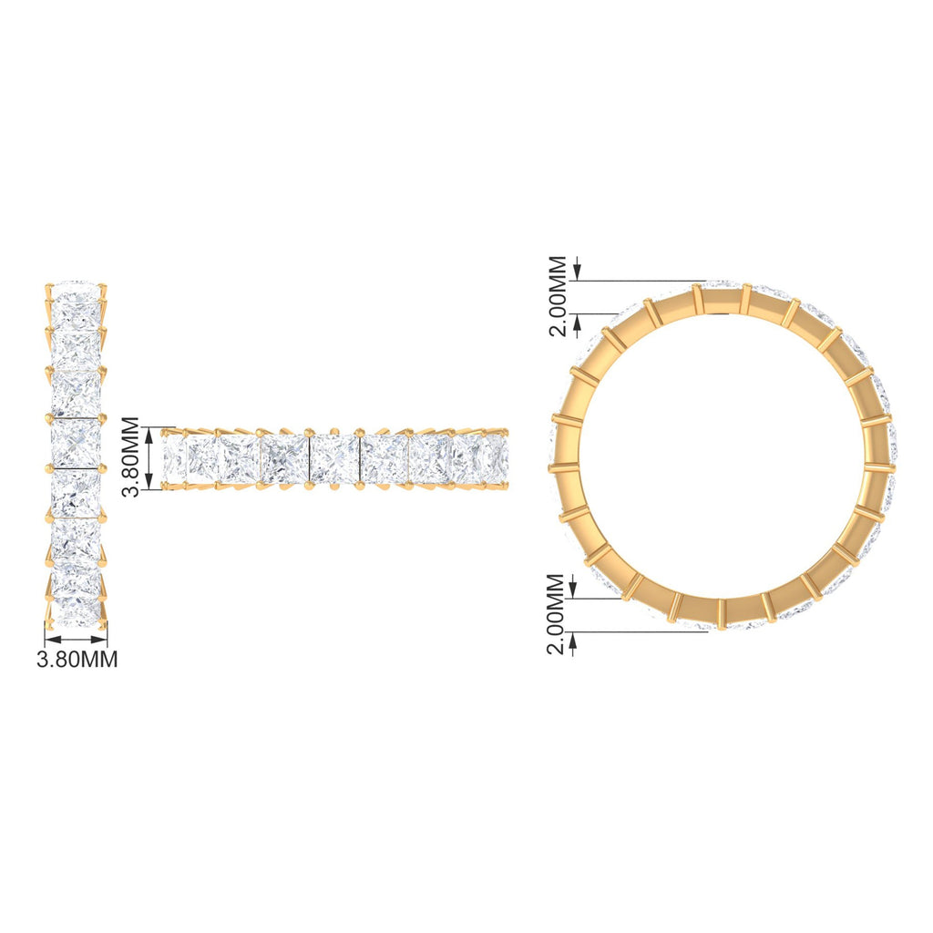 3.5 CT Princess Cut Zircon Eternity Band Ring in Gold