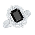 1.68 Carat Emerald Cut Lab Grown Black Diamond Retro Engagement Ring with White Diamond