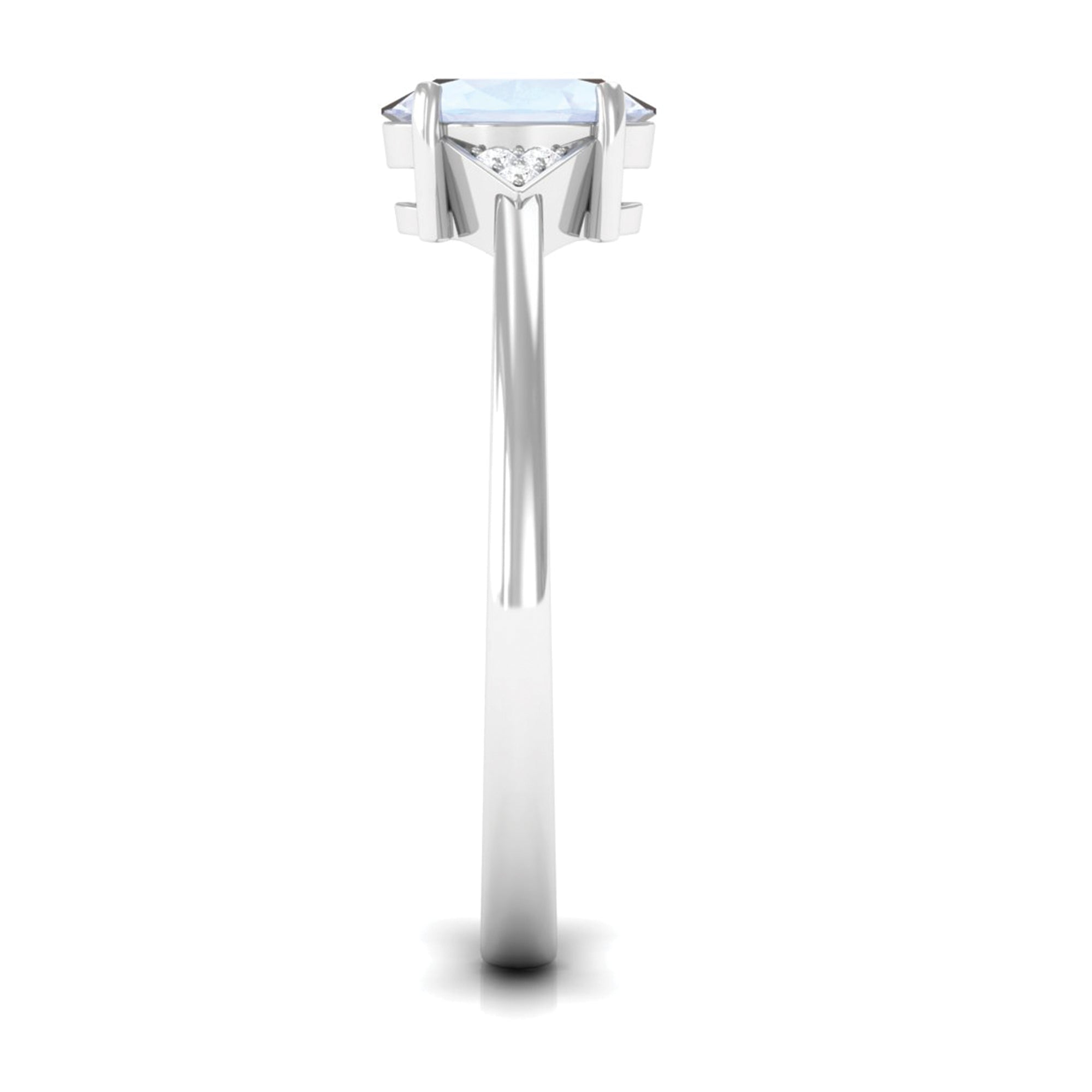1 CT Oval Moonstone Solitaire Ring with Diamond Accent