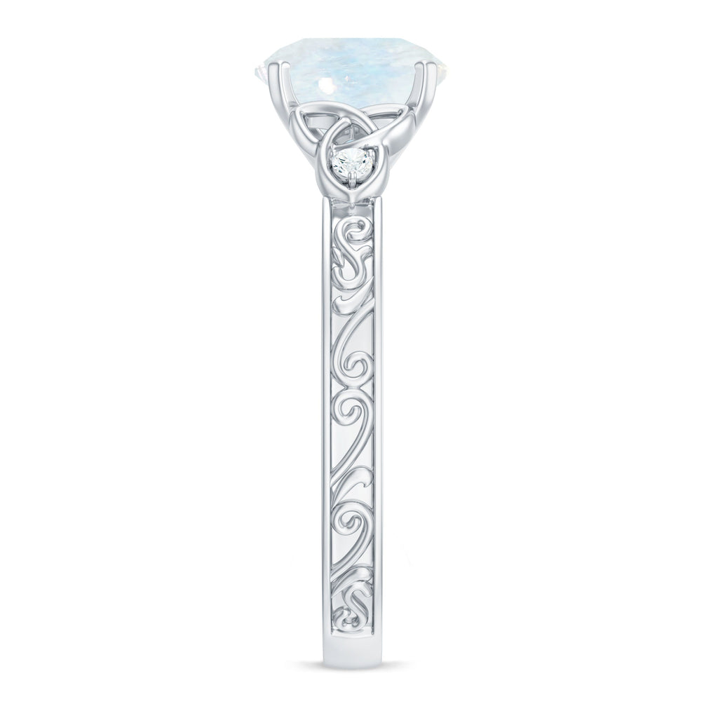 1 CT Solitaire Moonstone Celtic Knot Ring with Diamond