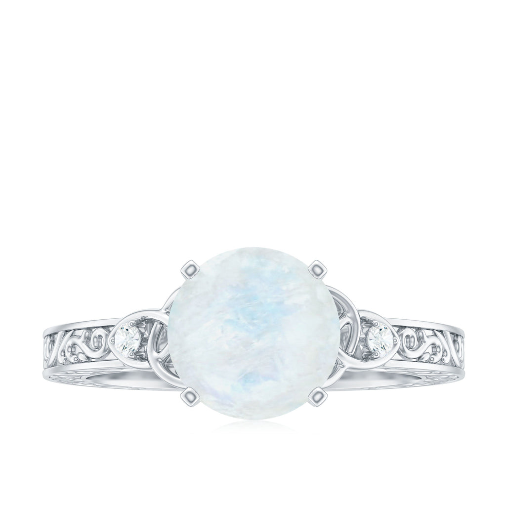 1 CT Solitaire Moonstone Celtic Knot Ring with Diamond