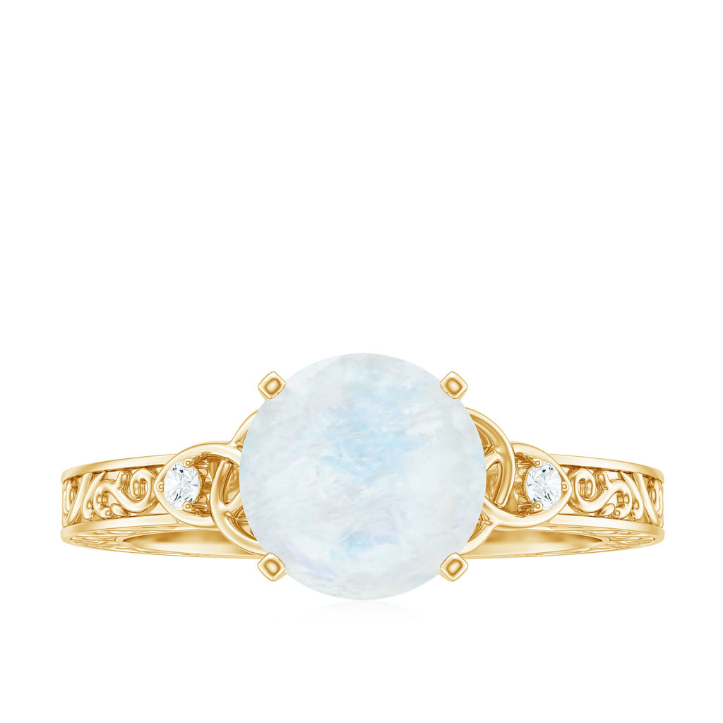 1 CT Solitaire Moonstone Celtic Knot Ring with Diamond