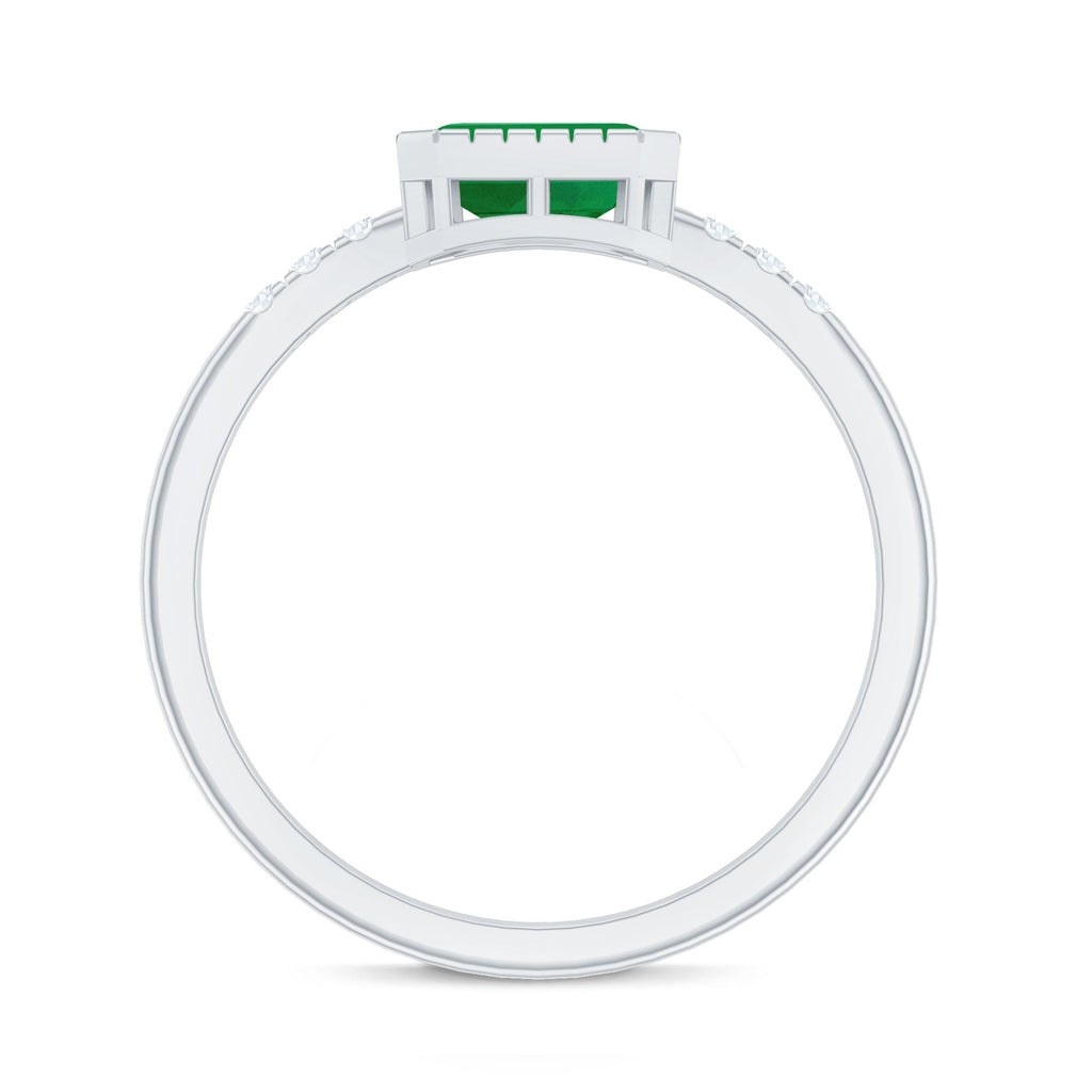 Natural Emerald Diamond Emerald Cut Engagement Ring in East West Style