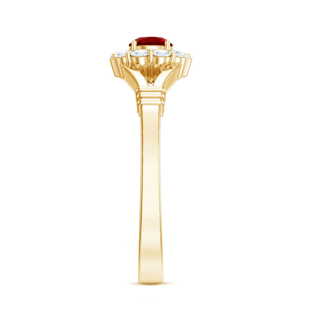 Lab Grown Ruby and Diamond Split Shank Engagement Ring