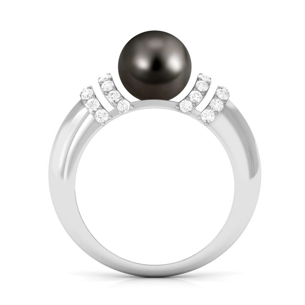 8.75 CT Tahitian Pearl and Diamond Engagement Ring
