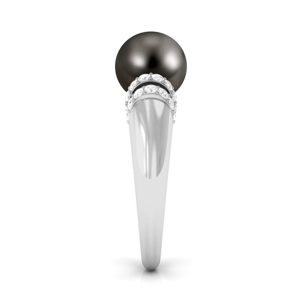 8.75 CT Tahitian Pearl and Diamond Engagement Ring