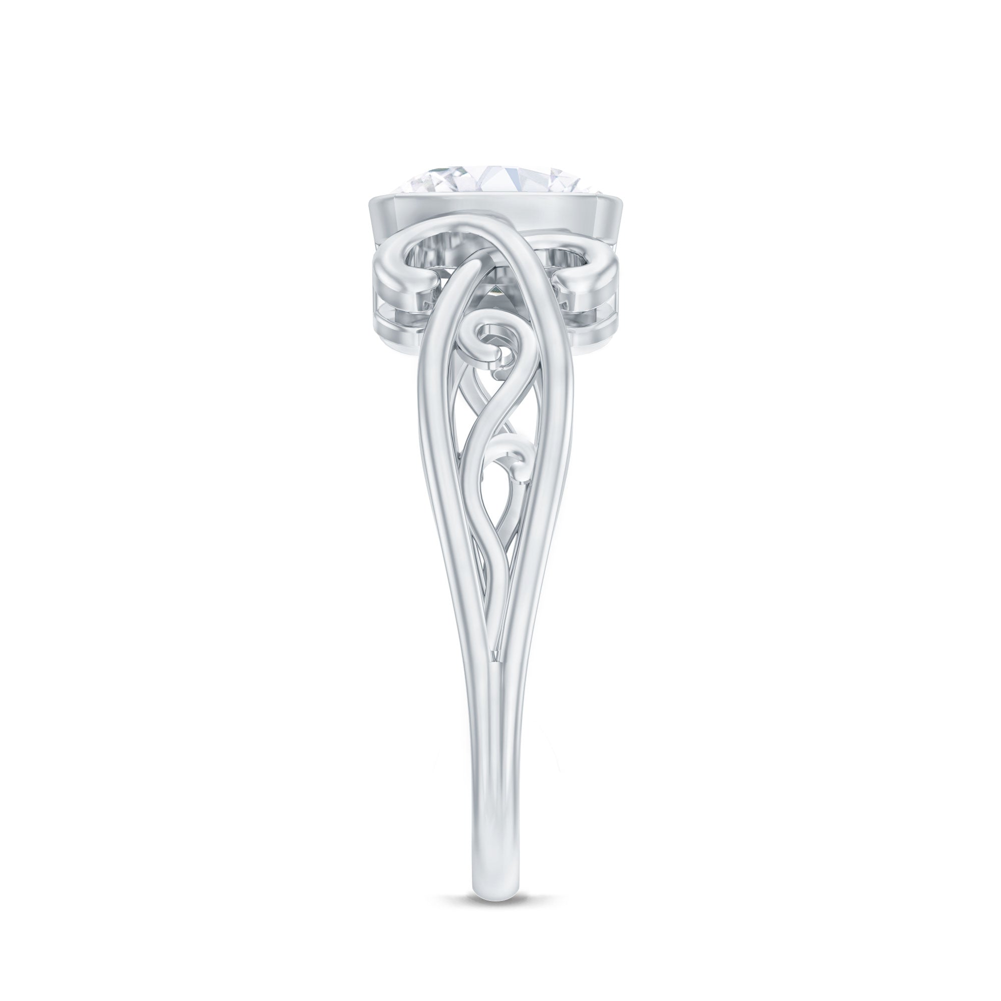Cushion Cut Cubic Zirconia Vintage Inspired Solitaire Ring in Bezel Setting