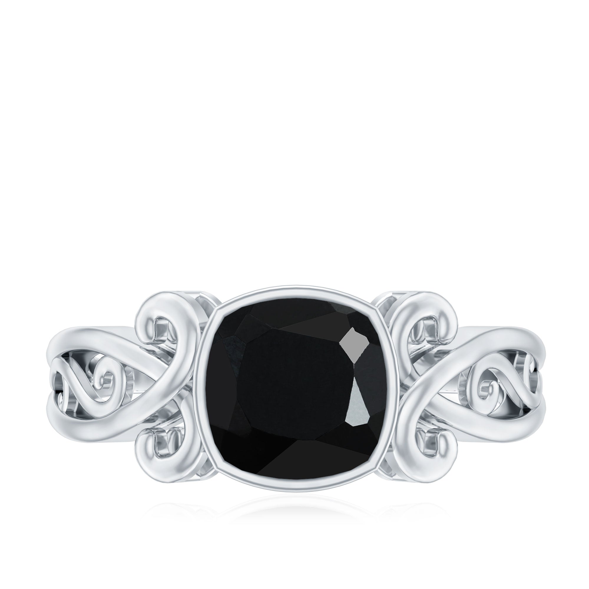 Vintage Style 2.8 Carat Lab Grown Black Diamond Cushion Cut Engagement Ring