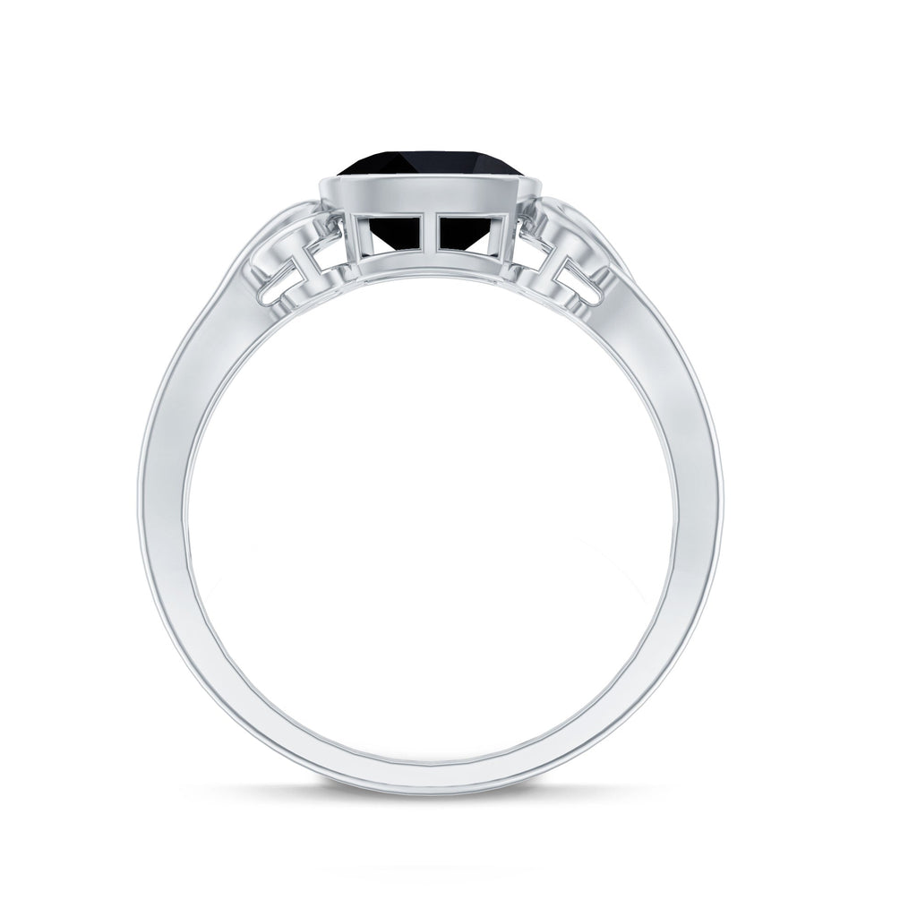 8mm Cushion Cut Black Onyx Vintage Engagement Ring For Women