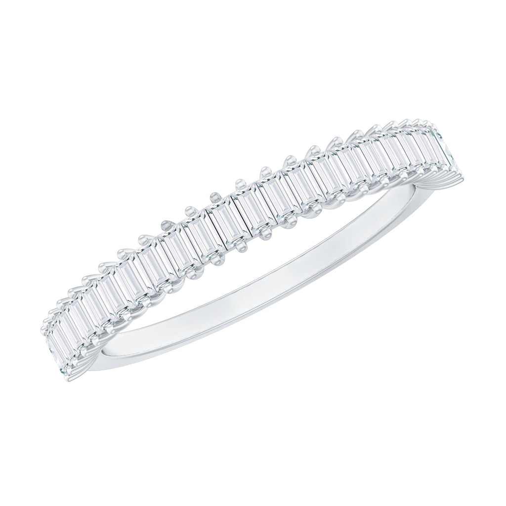 Certified Baguette Moissanite Half Eternity Band Ring