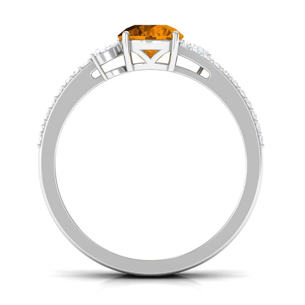Natural Citrine Diamond Double Band Engagement Ring