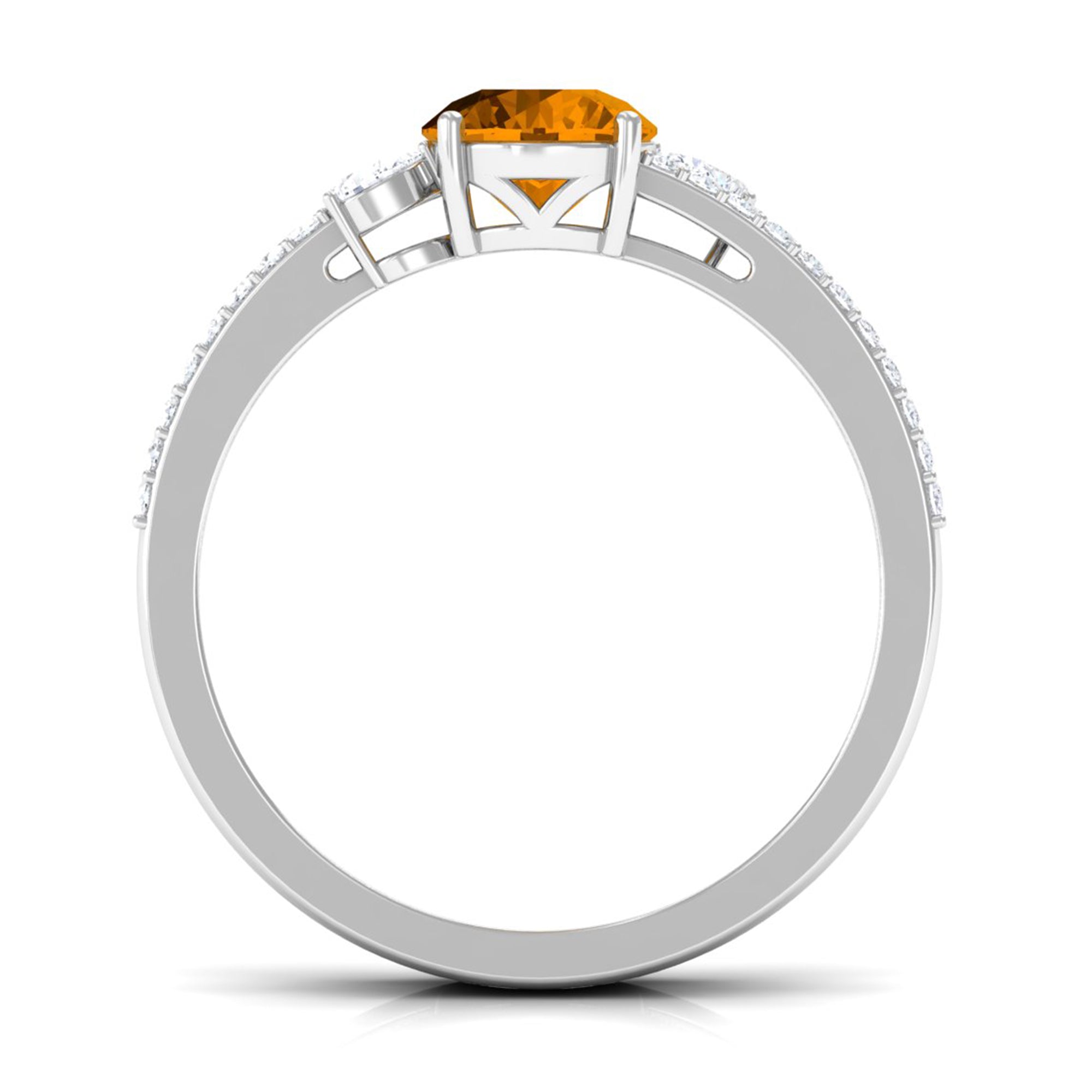 Natural Citrine Diamond Double Band Engagement Ring