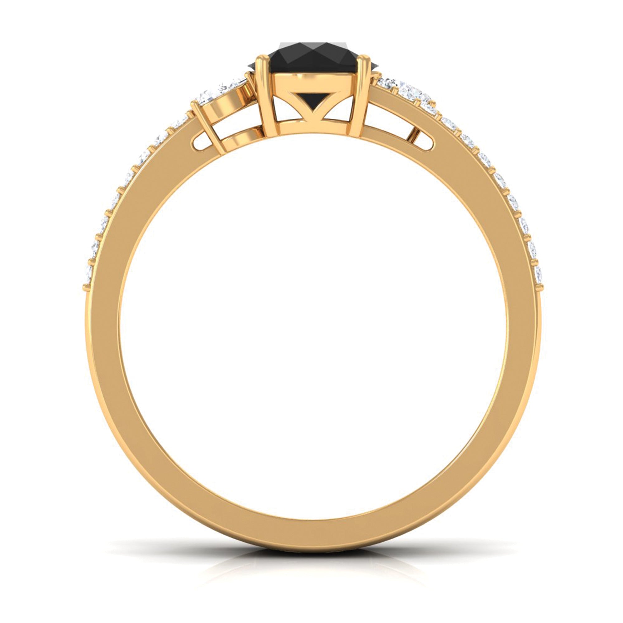 Solitaire Created Black Diamond and Diamond Double Band Engagement Ring