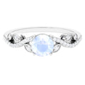 Round Shape Moonstone Designer Engagement Ring with Diamond