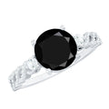 Designer 8mm Black Spinel Engagement Ring with Diamond