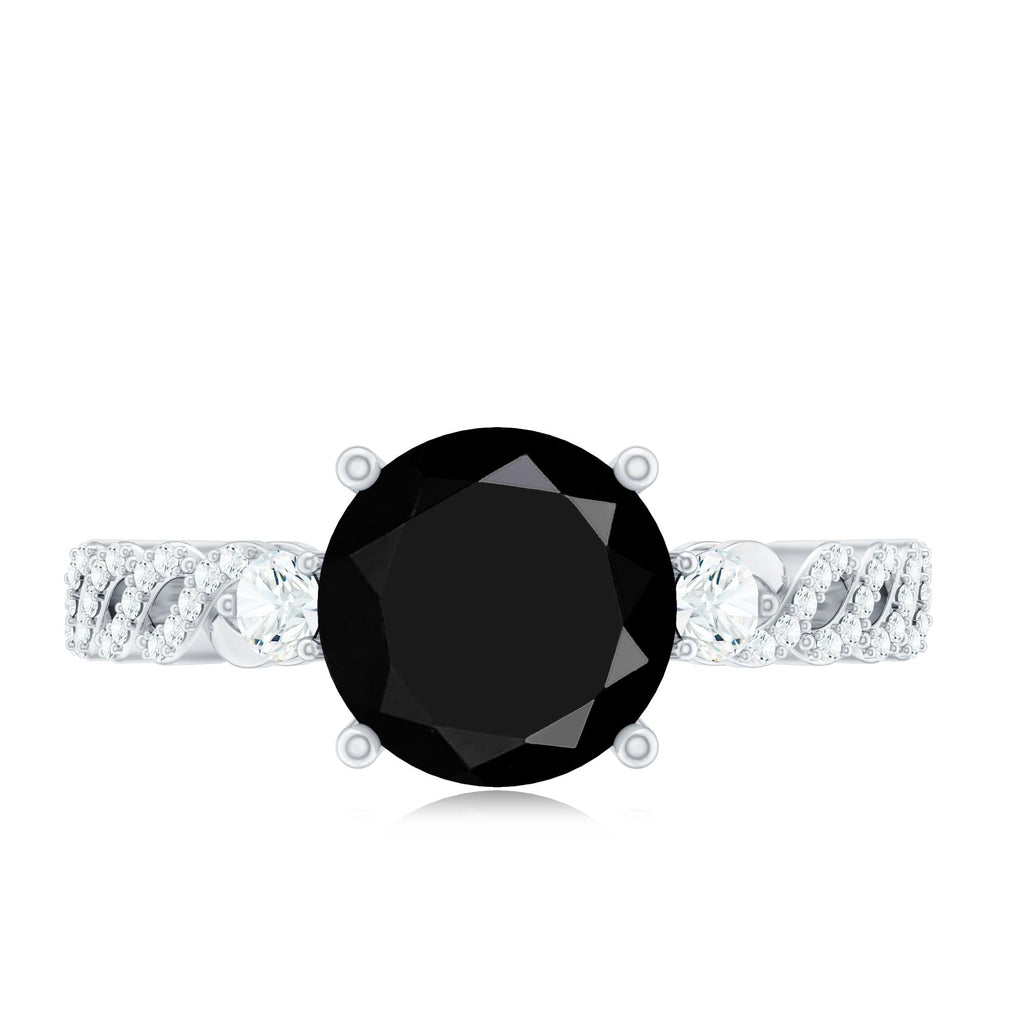 Designer 8mm Black Spinel Engagement Ring with Diamond